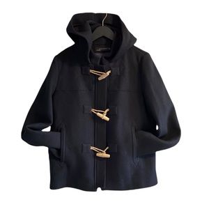 Zara Navy Wool Blend Toggle Hooded Jacket